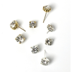 Pins- Diamante - Clear head, Silver pin