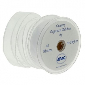 Ribbon - Organza - Wired  - White 30mm