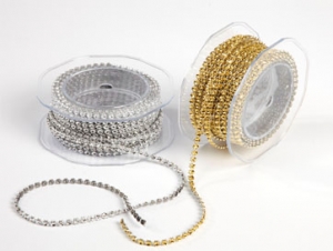 Plastic diamond string gold 9mt