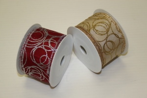 Ribbon - Taffeta with glitter Circles - Red
