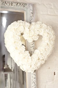 Artificial - Rose - White Heart Cluster