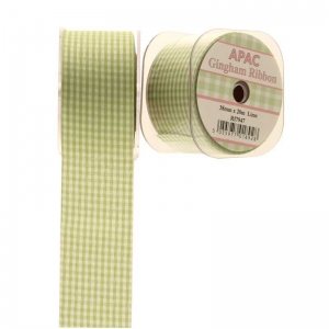 Ribbon Gingham Small Print Lime 38mm