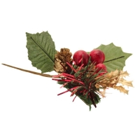 Pick - Red Berry/Cone Xmas Pick