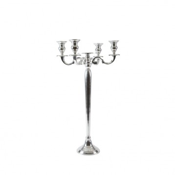 Candleabra Shiny Aluminium 60cm 5 Arm