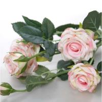 Artificial Camelot Garden Rose Spray Cream Pink
