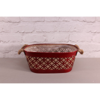 Pot Planter Oval Red with Hessian Lining
