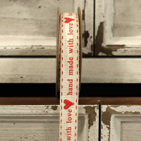 Ribbon Linen Handmade with Love' Red  5yds x 15mm