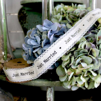 Ribbon Linen Just Married  40mm x 5yds
