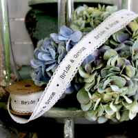 Ribbon Linen Bride & Groom  40mm x 5yds