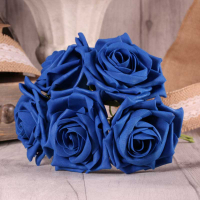 Artificial Foam Open Tea Rose x5 Royal Blue