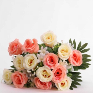 Artificial Tropical Rose Bush Peach
