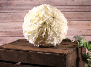 Artificial Rose Pomander Cream (30cm)