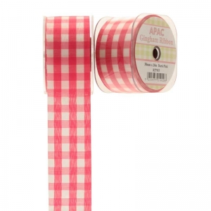 Ribbon Gingham Dark Pink 38mm