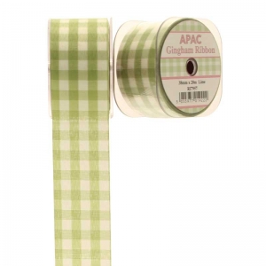 Ribbon Gingham Lime 38mm