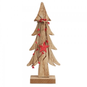 Deco Wooden Xmas Tree with Berries