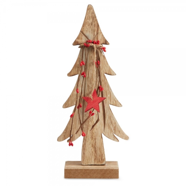 Deco Wooden Xmas Tree with Berries