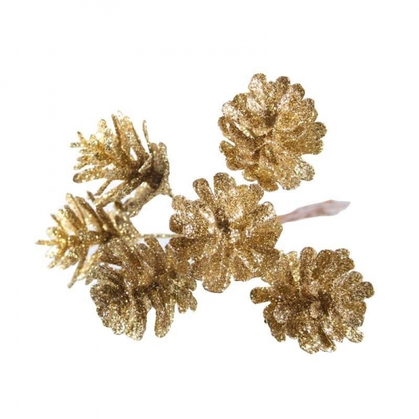 Pick Glitter Cone Bunch x 6 Light Gold