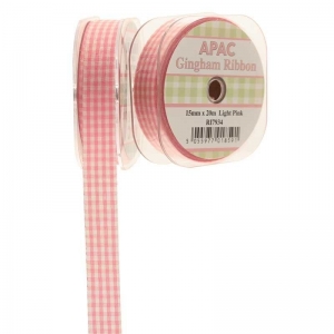 Gingham Check Ribbon - Light Pink Small