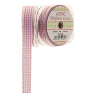 Gingham Check Ribbon - Lavender Small