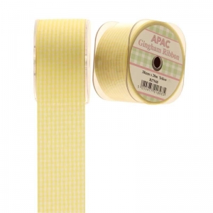 Gingham Check Ribbon - Yellow Small