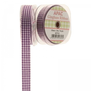 Gingham Check Ribbon - Purple Small