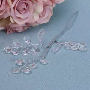 Clear Diamante/Leaf On Wire Silver