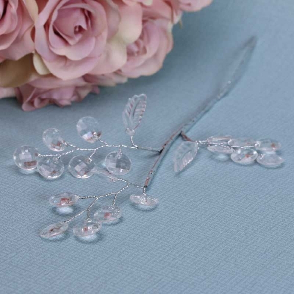 Clear Diamante/Leaf On Wire Silver