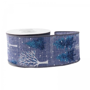 Ribbon - Blue Glitter Trees