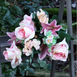 Artificial Flowers - Lily Rose Mix Bunch Peach