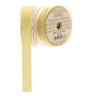 Ribbon - Yellow Small Gingham Check