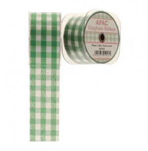 Ribbon - Dark Green Large Gingham Check