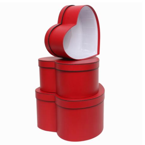 Red Heart with Black Trim Hat Box Set