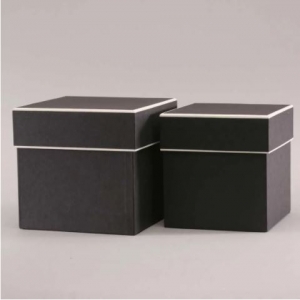 Square Hat Boxes Black with Cream Trim