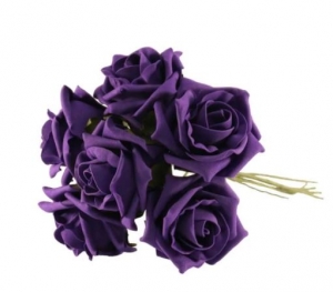Artificial Flowers - Foam Tea Rose Purple