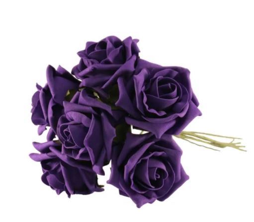 Artificial Flowers - Foam Tea Rose Purple