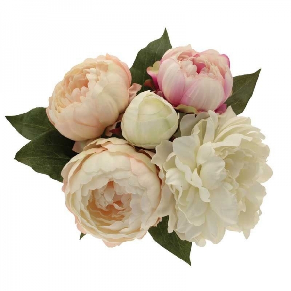Peony Bouquet x 5 Cream/Pink