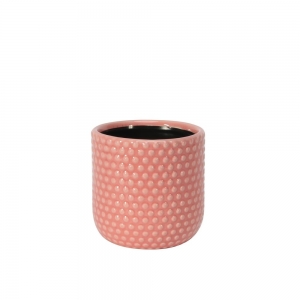 Painted Pink Pot with Debossed Dots