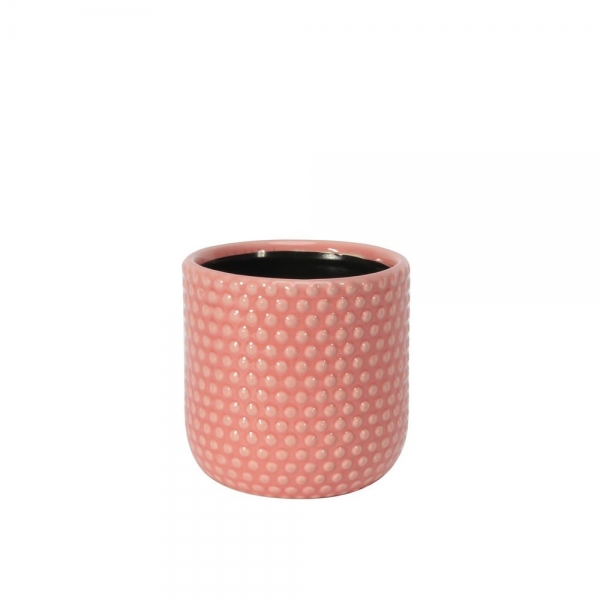 Painted Pink Pot with Debossed Dots
